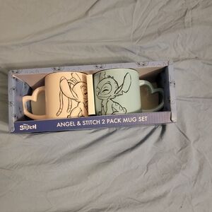 Disney Angel & Stitch Mug Set - Blue and Cream